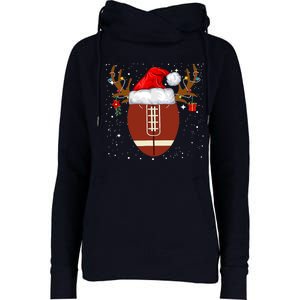 Christmas Football Ball Santa Hat Reindeer Xmas Boys Womens Funnel Neck Pullover Hood