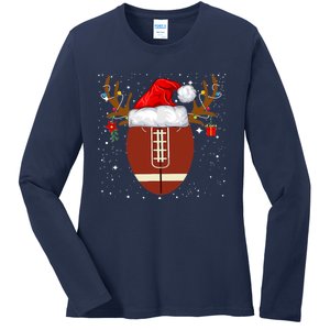 Christmas Football Ball Santa Hat Reindeer Xmas Boys Ladies Long Sleeve Shirt