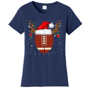 Christmas Football Ball Santa Hat Reindeer Xmas Boys Women's T-Shirt