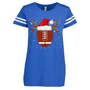 Christmas Football Ball Santa Hat Reindeer Xmas Boys Enza Ladies Jersey Football T-Shirt