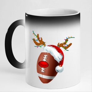 Christmas Football Ball Santa Hat Reindeer Xmas 11oz Black Color Changing Mug