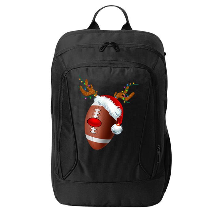 Christmas Football Ball Santa Hat Reindeer Xmas City Backpack