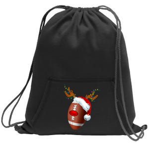 Christmas Football Ball Santa Hat Reindeer Xmas Sweatshirt Cinch Pack Bag