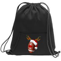 Christmas Football Ball Santa Hat Reindeer Xmas Sweatshirt Cinch Pack Bag