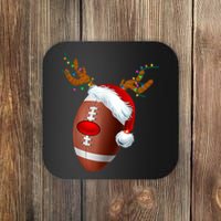 Christmas Football Ball Santa Hat Reindeer Xmas Coaster