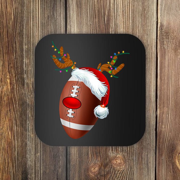 Christmas Football Ball Santa Hat Reindeer Xmas Coaster