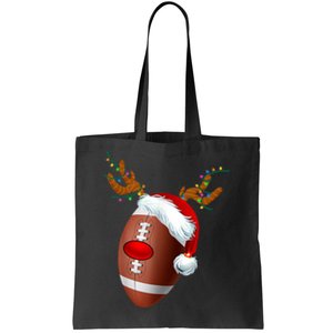 Christmas Football Ball Santa Hat Reindeer Xmas Tote Bag