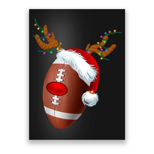 Christmas Football Ball Santa Hat Reindeer Xmas Poster