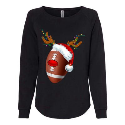 Christmas Football Ball Santa Hat Reindeer Xmas Womens California Wash Sweatshirt