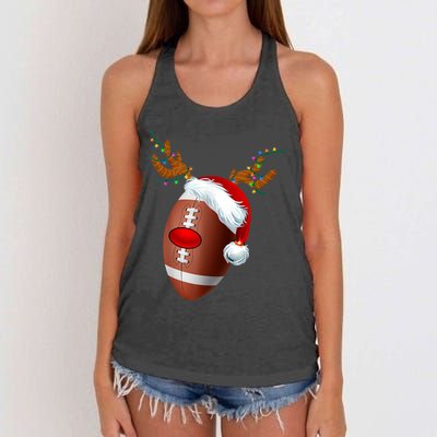 Christmas Football Ball Santa Hat Reindeer Xmas Women's Knotted Racerback Tank