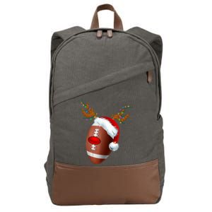 Christmas Football Ball Santa Hat Reindeer Xmas Cotton Canvas Backpack