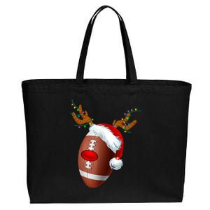 Christmas Football Ball Santa Hat Reindeer Xmas Cotton Canvas Jumbo Tote