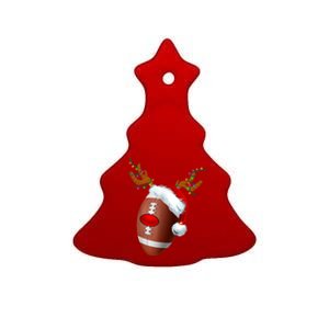 Christmas Football Ball Santa Hat Reindeer Xmas Ceramic Tree Ornament