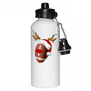 Christmas Football Ball Santa Hat Reindeer Xmas Aluminum Water Bottle