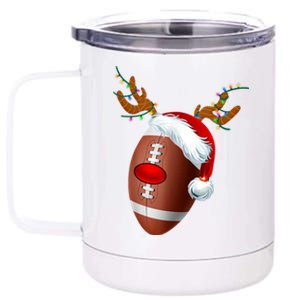 Christmas Football Ball Santa Hat Reindeer Xmas 12 oz Stainless Steel Tumbler Cup