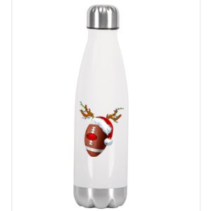 Christmas Football Ball Santa Hat Reindeer Xmas Stainless Steel Insulated Water Bottle