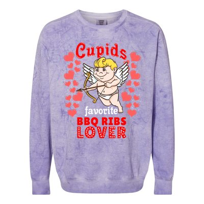 Cupids Favorite Bbq Ribs Lover Valentines Day Gift Colorblast Crewneck Sweatshirt