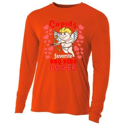 Cupids Favorite Bbq Ribs Lover Valentines Day Gift Cooling Performance Long Sleeve Crew