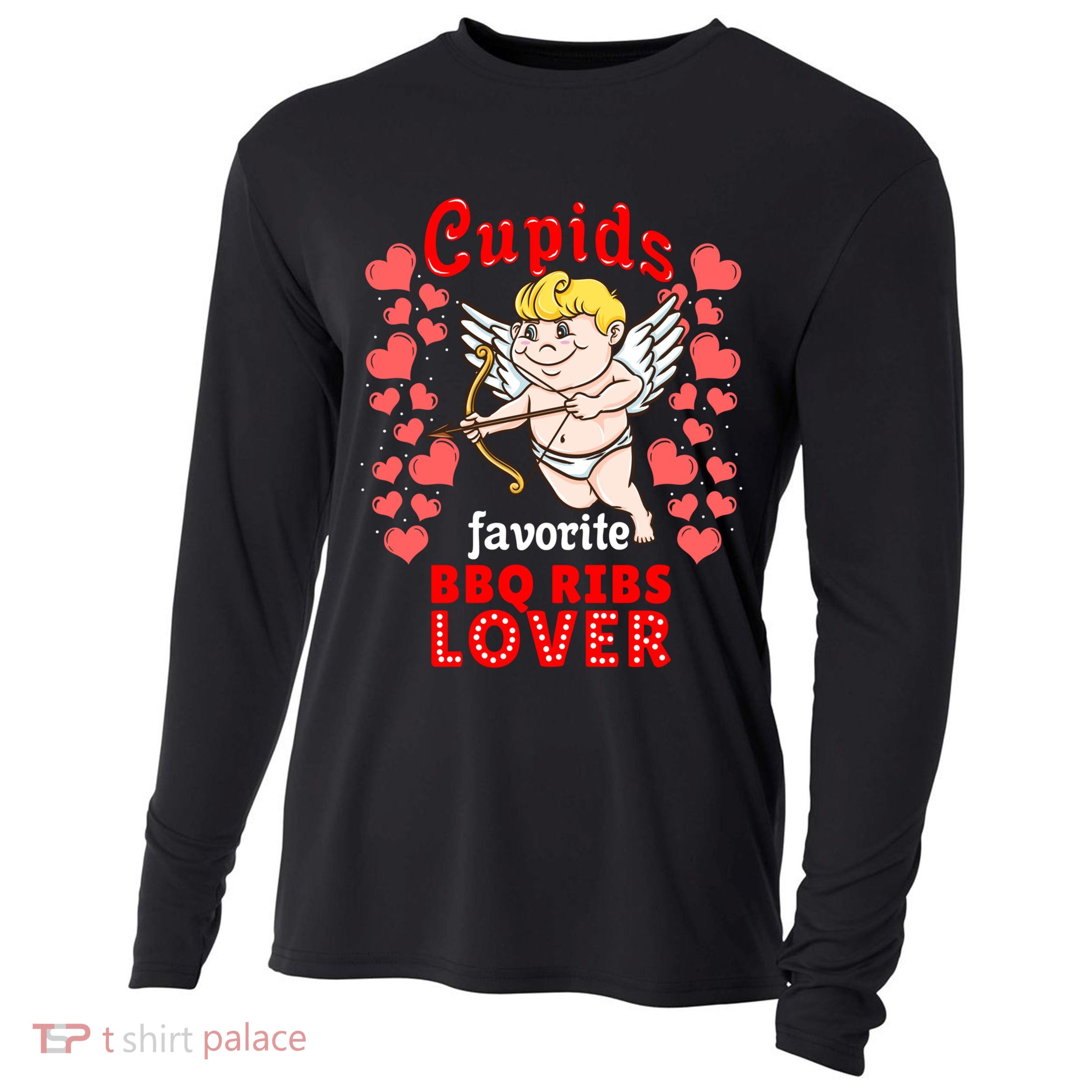 Cupids Favorite Bbq Ribs Lover Valentines Day Gift Cooling Performance Long Sleeve Crew