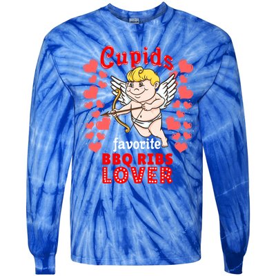 Cupids Favorite Bbq Ribs Lover Valentines Day Gift Tie-Dye Long Sleeve Shirt