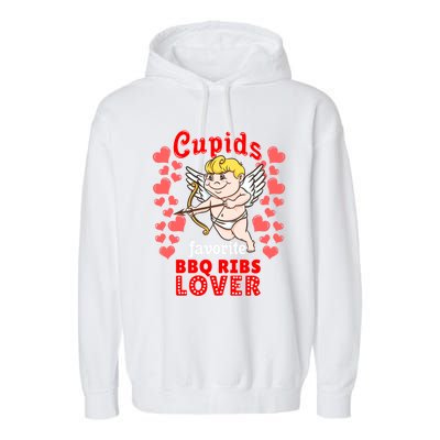 Cupids Favorite Bbq Ribs Lover Valentines Day Gift Garment-Dyed Fleece Hoodie