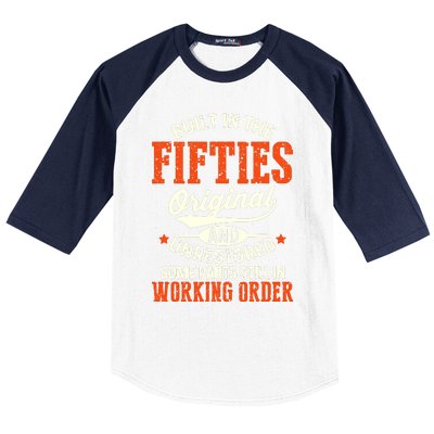 Cute Funny Built In The Fifties Original And Unrestored Funny Birthday Baseball Sleeve Shirt