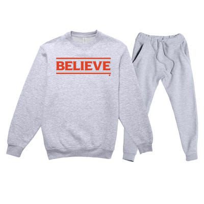 Cleveland Football Believe Premium Crewneck Sweatsuit Set