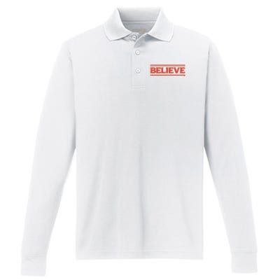 Cleveland Football Believe Performance Long Sleeve Polo