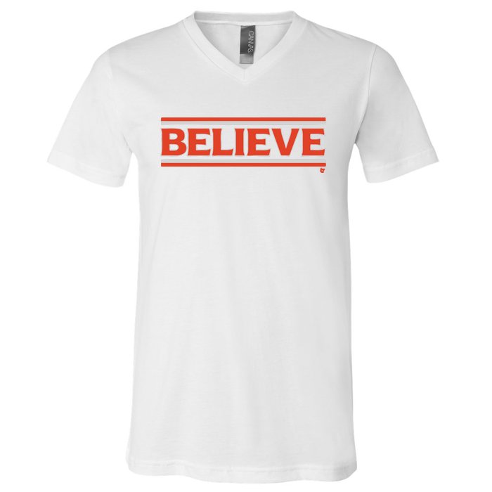 Cleveland Football Believe V-Neck T-Shirt