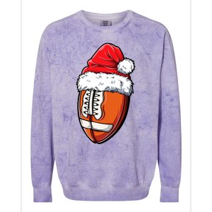 Christmas Football Ball Santa Hat Xmas Team Sport Colorblast Crewneck Sweatshirt