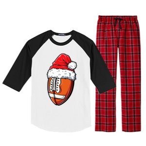 Christmas Football Ball Santa Hat Xmas Team Sport Raglan Sleeve Pajama Set