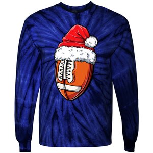 Christmas Football Ball Santa Hat Xmas Team Sport Tie-Dye Long Sleeve Shirt