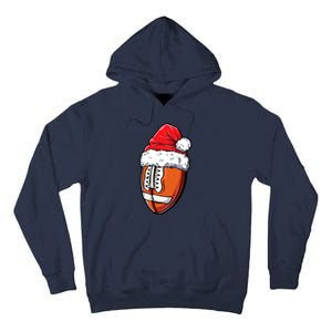 Christmas Football Ball Santa Hat Xmas Team Sport Tall Hoodie