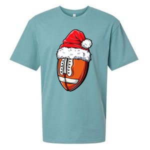 Christmas Football Ball Santa Hat Xmas Team Sport Sueded Cloud Jersey T-Shirt