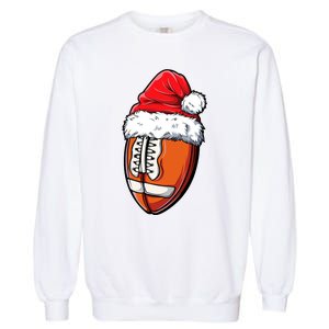 Christmas Football Ball Santa Hat Xmas Team Sport Garment-Dyed Sweatshirt