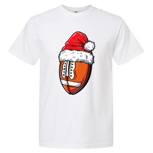 Christmas Football Ball Santa Hat Xmas Team Sport Garment-Dyed Heavyweight T-Shirt