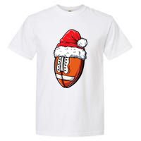 Christmas Football Ball Santa Hat Xmas Team Sport Garment-Dyed Heavyweight T-Shirt