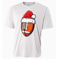 Christmas Football Ball Santa Hat Xmas Team Sport Cooling Performance Crew T-Shirt