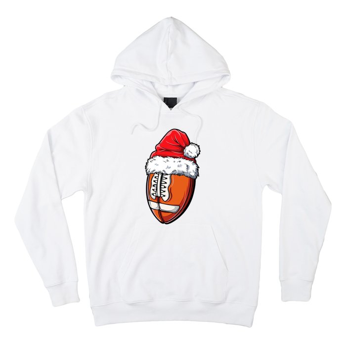 Christmas Football Ball Santa Hat Xmas Team Sport Hoodie