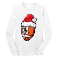 Christmas Football Ball Santa Hat Xmas Team Sport Long Sleeve Shirt