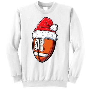 Christmas Football Ball Santa Hat Xmas Team Sport Sweatshirt