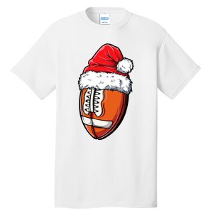 Christmas Football Ball Santa Hat Xmas Team Sport Tall T-Shirt