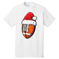 Christmas Football Ball Santa Hat Xmas Team Sport Tall T-Shirt