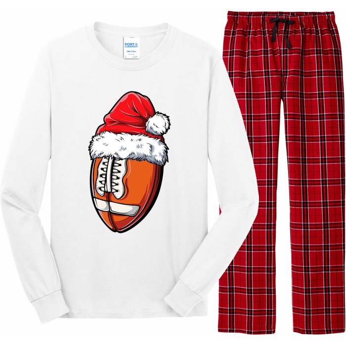 Christmas Football Ball Santa Hat Xmas Team Sport Long Sleeve Pajama Set