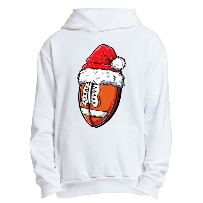 Christmas Football Ball Santa Hat Xmas Team Sport Urban Pullover Hoodie