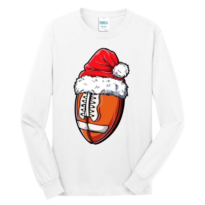 Christmas Football Ball Santa Hat Xmas Team Sport Tall Long Sleeve T-Shirt