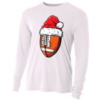 Christmas Football Ball Santa Hat Xmas Team Sport Cooling Performance Long Sleeve Crew