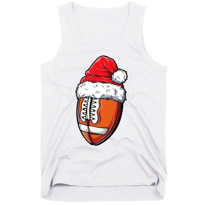 Christmas Football Ball Santa Hat Xmas Team Sport Tank Top