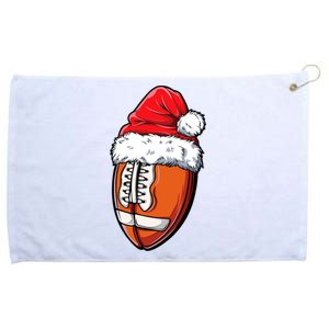 Christmas Football Ball Santa Hat Xmas Team Sport Grommeted Golf Towel