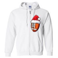 Christmas Football Ball Santa Hat Xmas Team Sport Full Zip Hoodie